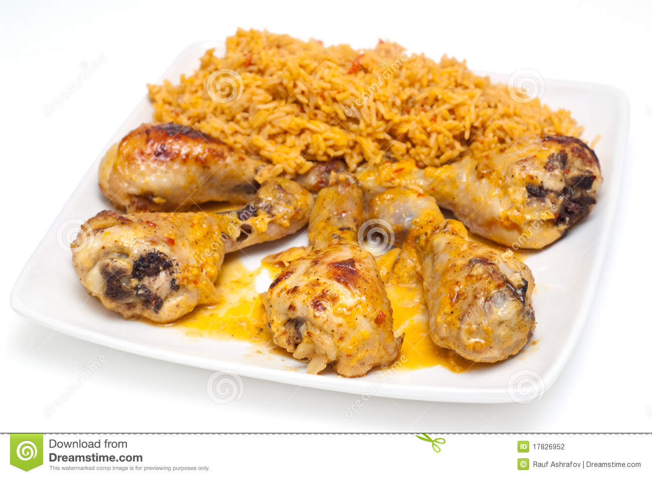 Chicken Drumbsticks And Mexican Rice Stock Photography   Image    