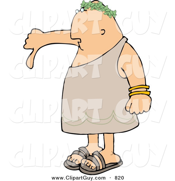 Clip Art Of A Disagreeing And Displeased Emperor Pointing His Thumb