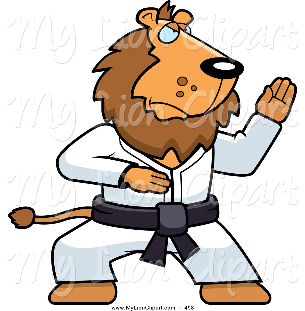 Clipart Of A Karate Lion With A Black Belt By Cory Thoman    498