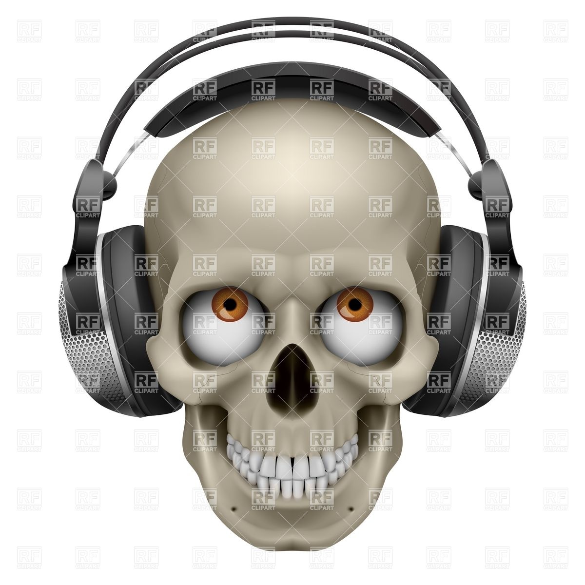 Human Skull With Eye And Music Headphones 7412 Objects Download
