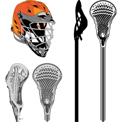 Lacrosse Sticks Heads And Helmet Vector Clip Art