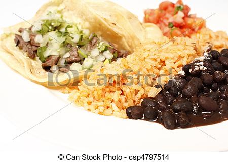 Mexican Rice Clipart Steak Soft Tacos With Mexican Rice Black Beans