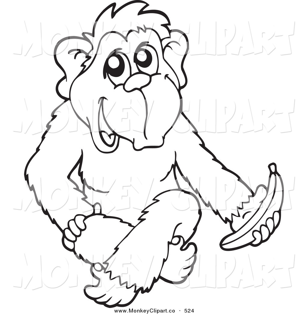 Of A Monkey With A Banana Monkey Clip Art Visekart
