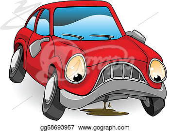 Of A Sad Broken Down Red Cartoon Car  Clipart Drawing Gg58693957