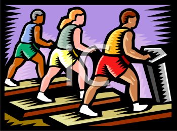 People Working Out On Treadmills   Royalty Free Clip Art Picture