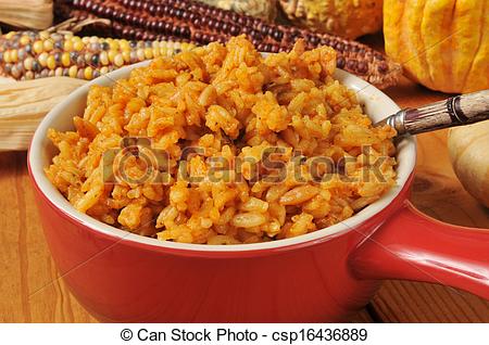 Pictures Of Mexican Rice   A Stoneware Bowl Of Mexican Rice On A
