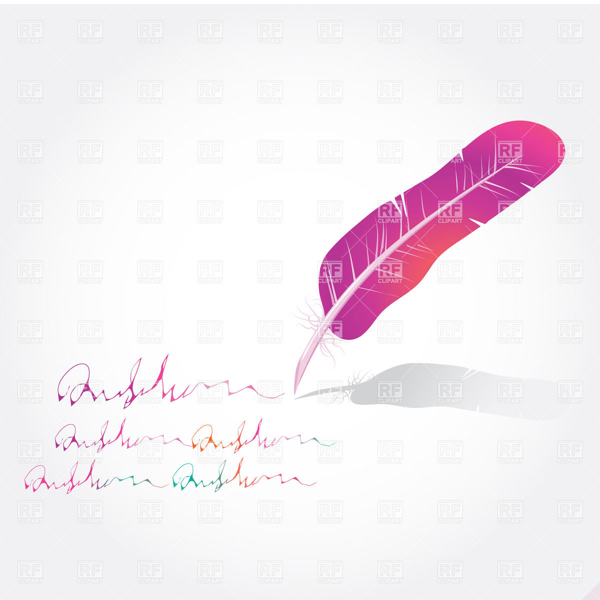 Pink Colored Feather Making Line On White Paper Download Royalty Free