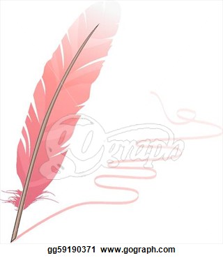 Pink Feather And Flourish Isolated On White Background