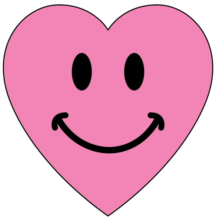 Pink Smiley Face Heart All Yellow Flower Smiley Face White