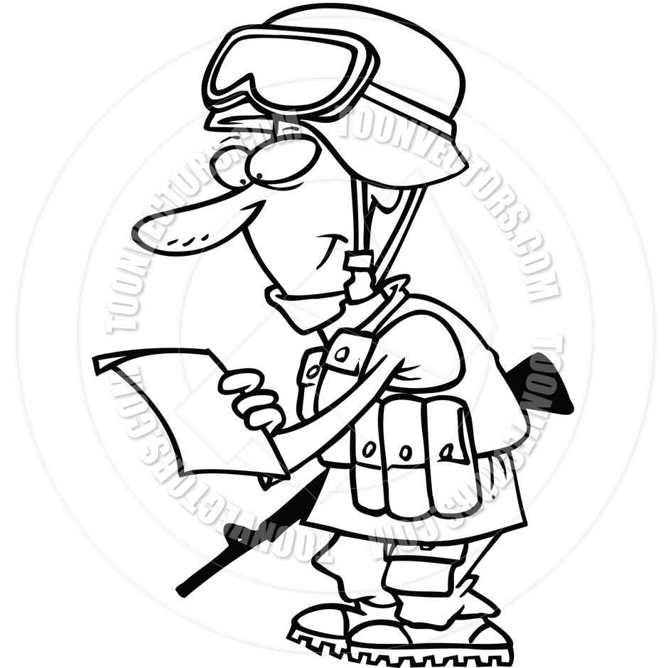 Soldier Clipart Black And White Cartoon Soldier Reading Letter