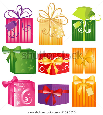 Vector Shiny Holiday Gifts Boxes Set   Christmas Sale Clip Art    
