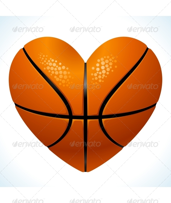 Ball For Basketball In The Shape Of Heart   Sports Activity Conceptual