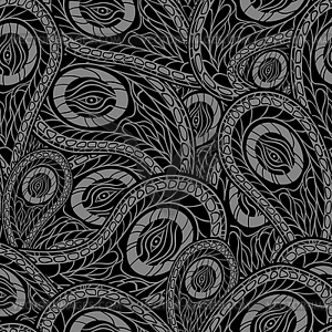 Black Seamless Pattern With Paisley    Vector Clipart