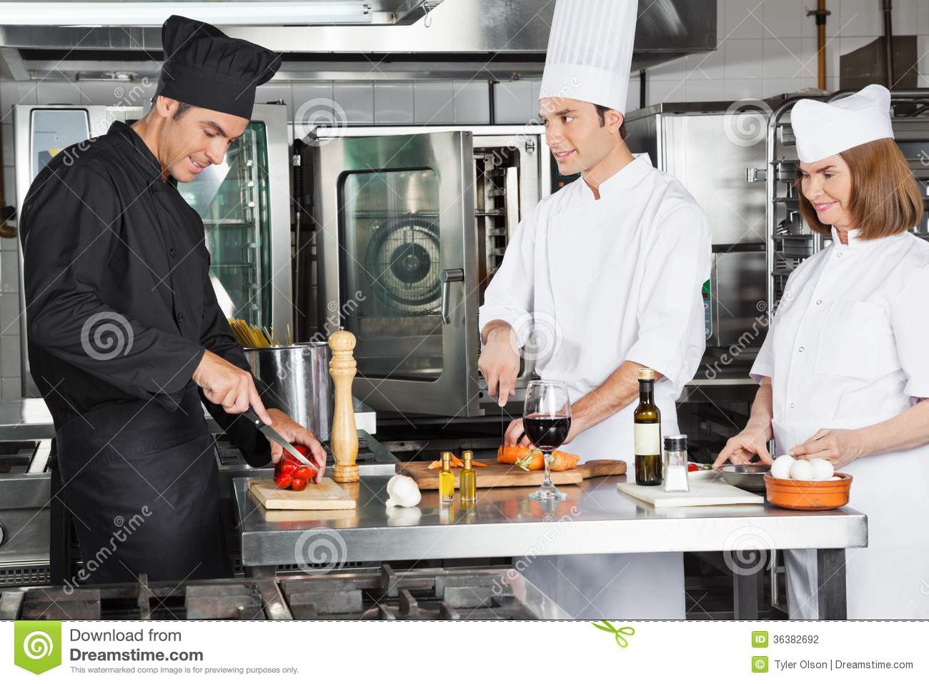 Chefs Working In Commercial Kitchen Stock Photography   Image    
