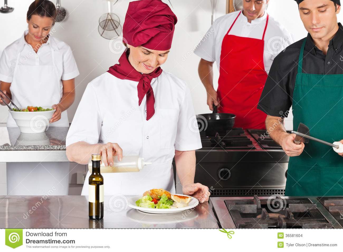 Chefs Working In Kitchen Stock Images   Image  36581604