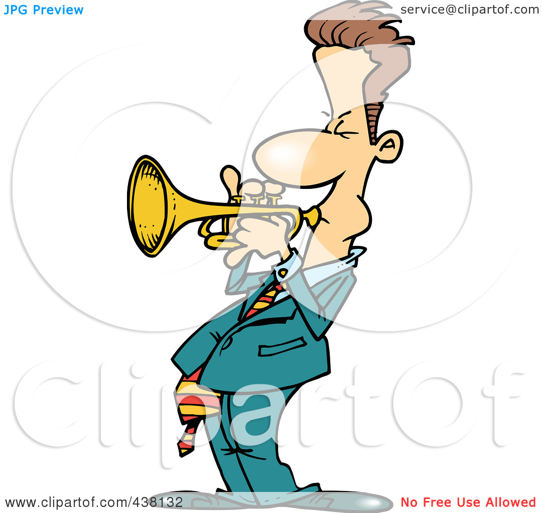Clip Art Illustration Of A Cartoon Male Trumpet Player By Ron Leishman