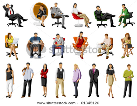 Collection Of Male And Female Business People Both Sitting And