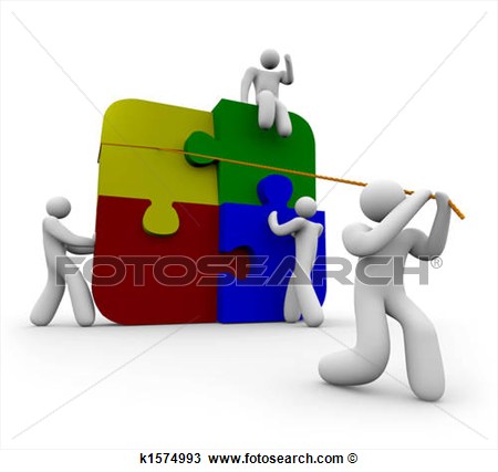 Drawing   Team Putting Puzzle Together  Fotosearch   Search Clipart