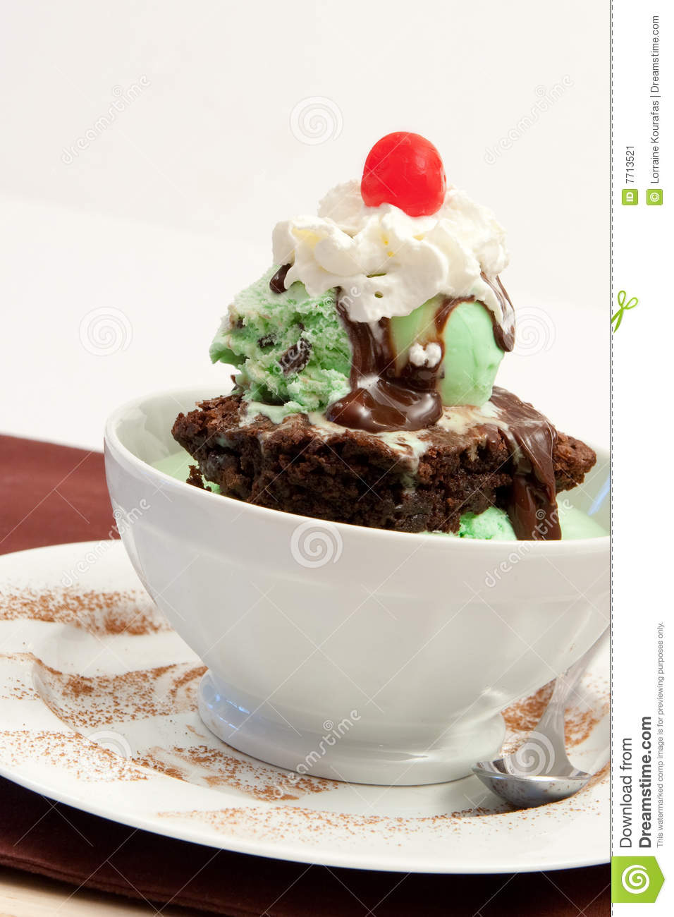 Ice Cream Brownie Sundae Stock Image   Image  7713521