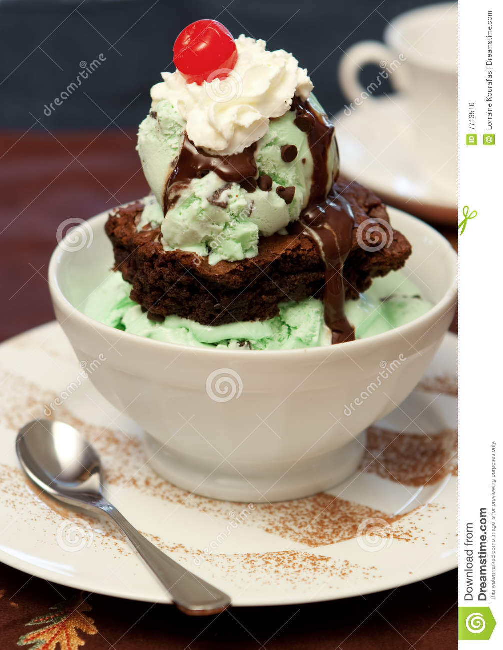 Ice Cream Brownie Sundae Stock Photo   Image  7713510