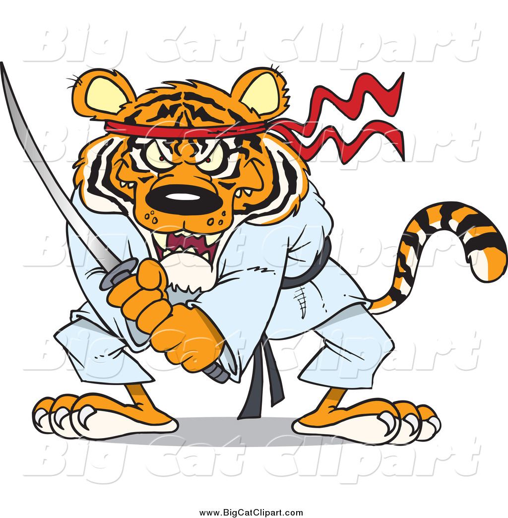 Karate Samurai Tiger With A Sword Tiger Martial Arts Master Practicing