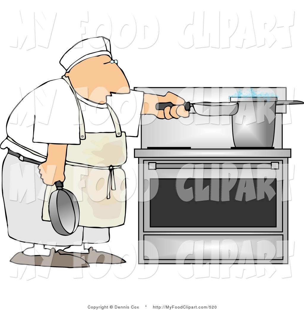 Larger Preview  Food Clip Art Of A Short Order Chef Heating Food On A