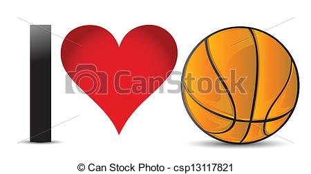 Love Basketball Heart With Basketball Ball Inside Illustration
