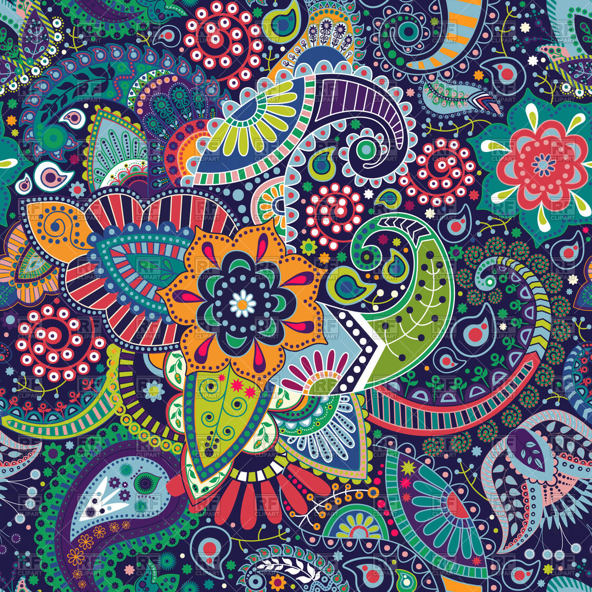 Paisley Floral Seamless Pattern 56665 Download Royalty Free Vector