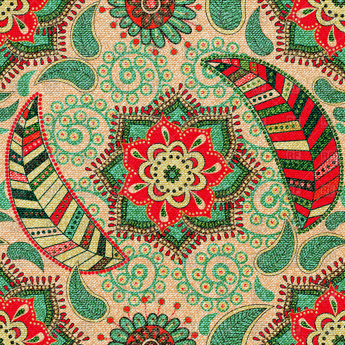 Paisley Seamless Pattern With Flowers 56598 Download Royalty Free