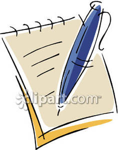 Pen Writing On A Notepad   Royalty Free Clipart Picture