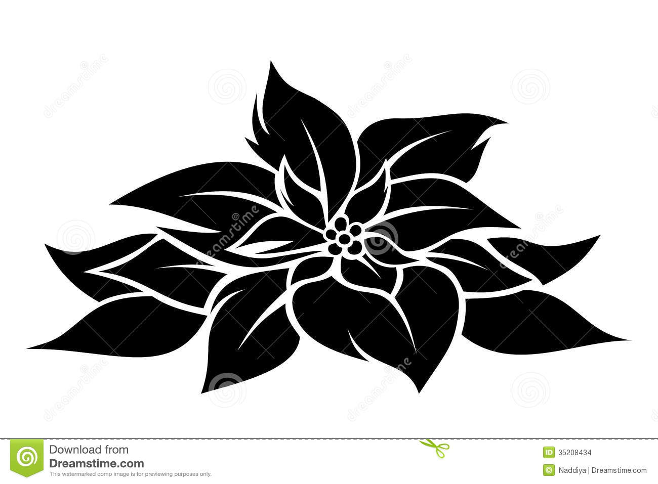 Poinsettia Clip Art Black And White   New Calendar Template Site
