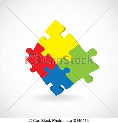 Vector Clip Art Of 4 Pieces Of Puzzle Put Together   Illustration