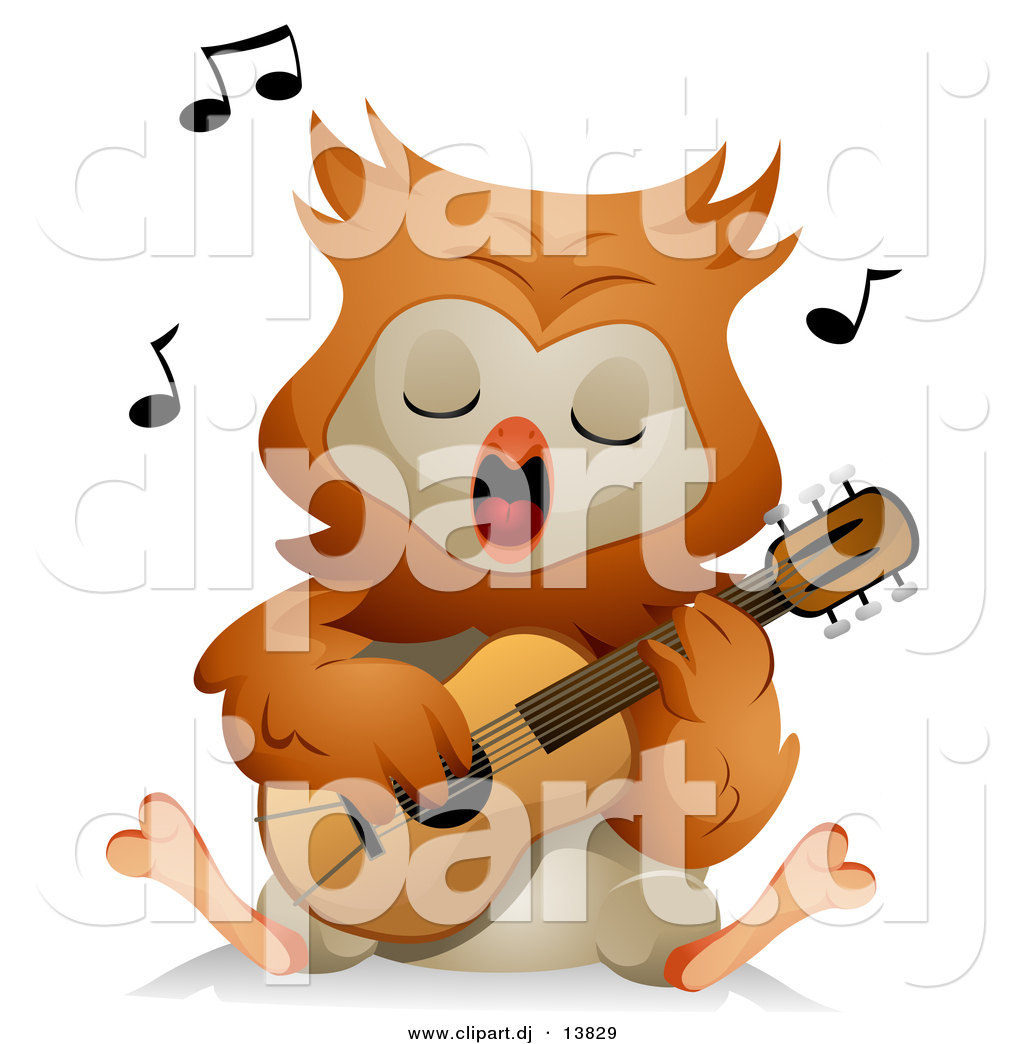 Vector Clipart Of A Cartoon Owl Singing While Playing A Guitar By Bnp