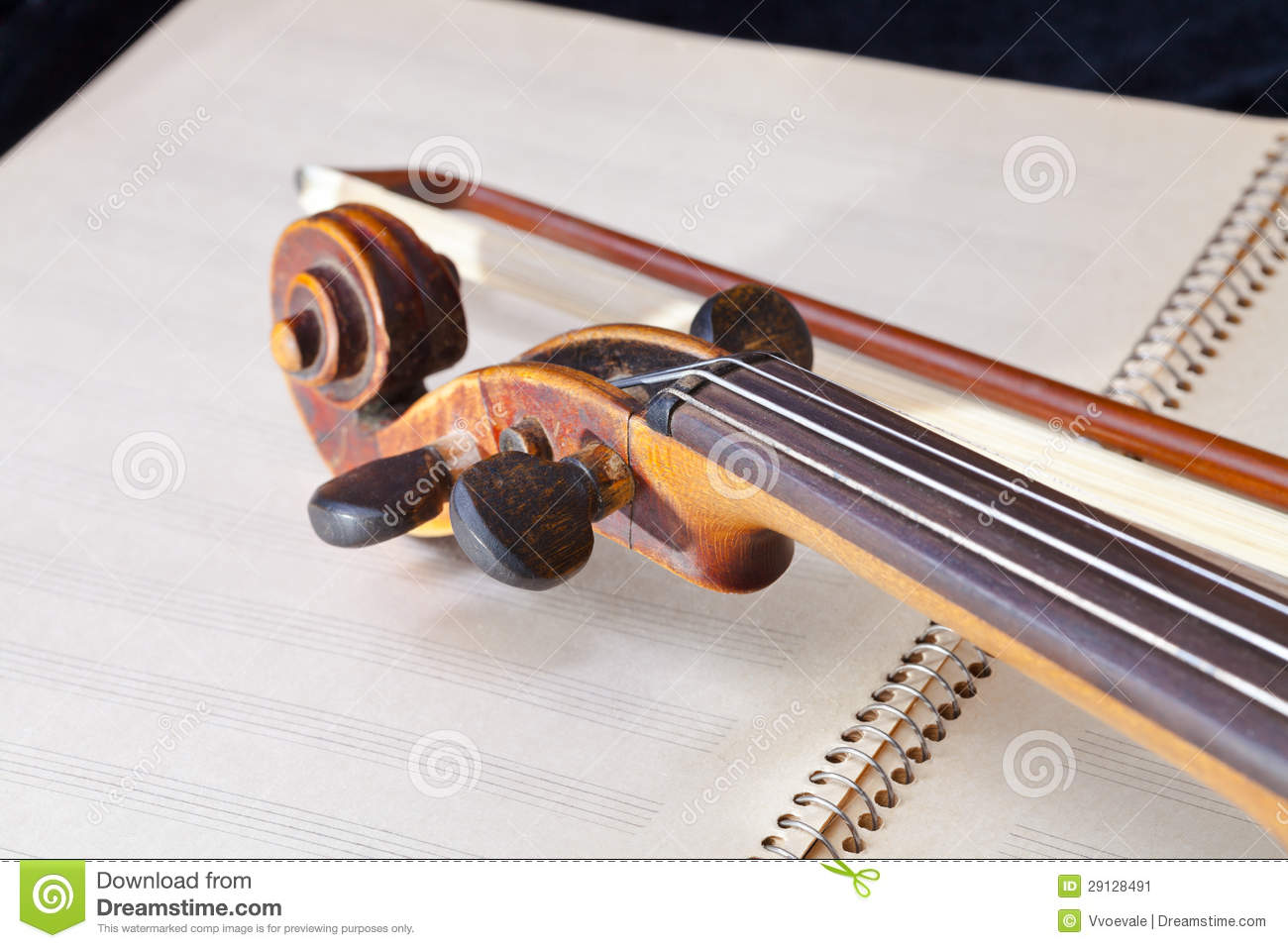 Violin Bow And Scroll On Music Book Stock Image   Image  29128491