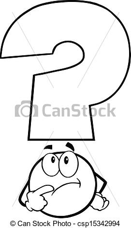 Black And White Question Mark Cartoon Character Thinking