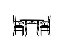 Chairs Table Silhouette Outline