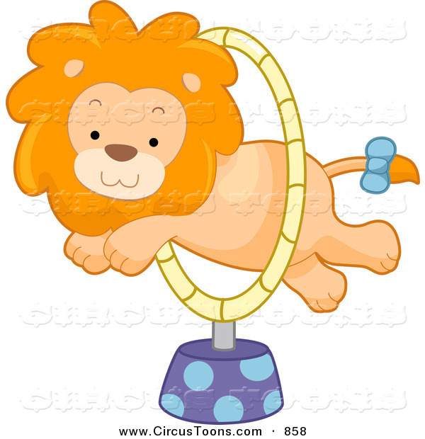 Circus Clipart Of A Cute Lion Leaping Through A Hoop By Bnp Design