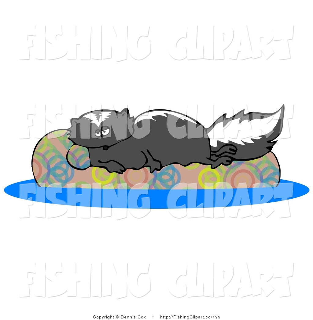 Clip Art Of A Lazy Black Skunk Relaxing On A Floaty In A Swimming Pool