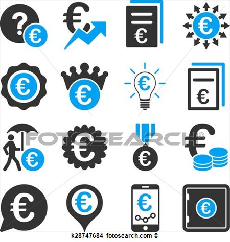 Clipart   Euro Banking Business And Service Tools Icons  Fotosearch