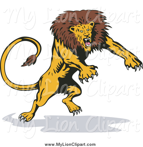 Clipart Of A Leaping Attacking Lion Lion Clip Art Patrimonio