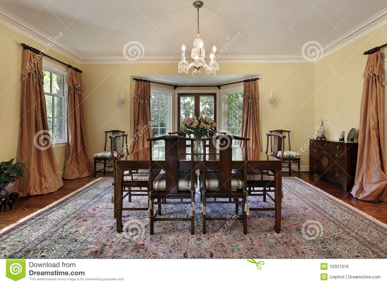 Dining Room With Doors To Patio Royalty Free Stock Image   Image    