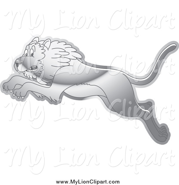 Gradient Silver Leaping Lion Lion Clip Art Lal Perera