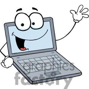 Laptop Clipart 1343526 2033 Laptop Cartoon Character Waving A Greeting