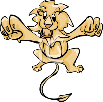 Leaping Cartoon Lion   Royalty Free Clipart Image