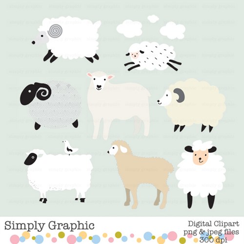 Little Lamb Sheep Clipart Sheep Clip Art Baby Shower Cards C025    