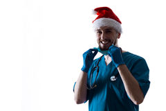 Man Doctor Surgeon In Christmas Santa Hat Royalty Free Stock Photo