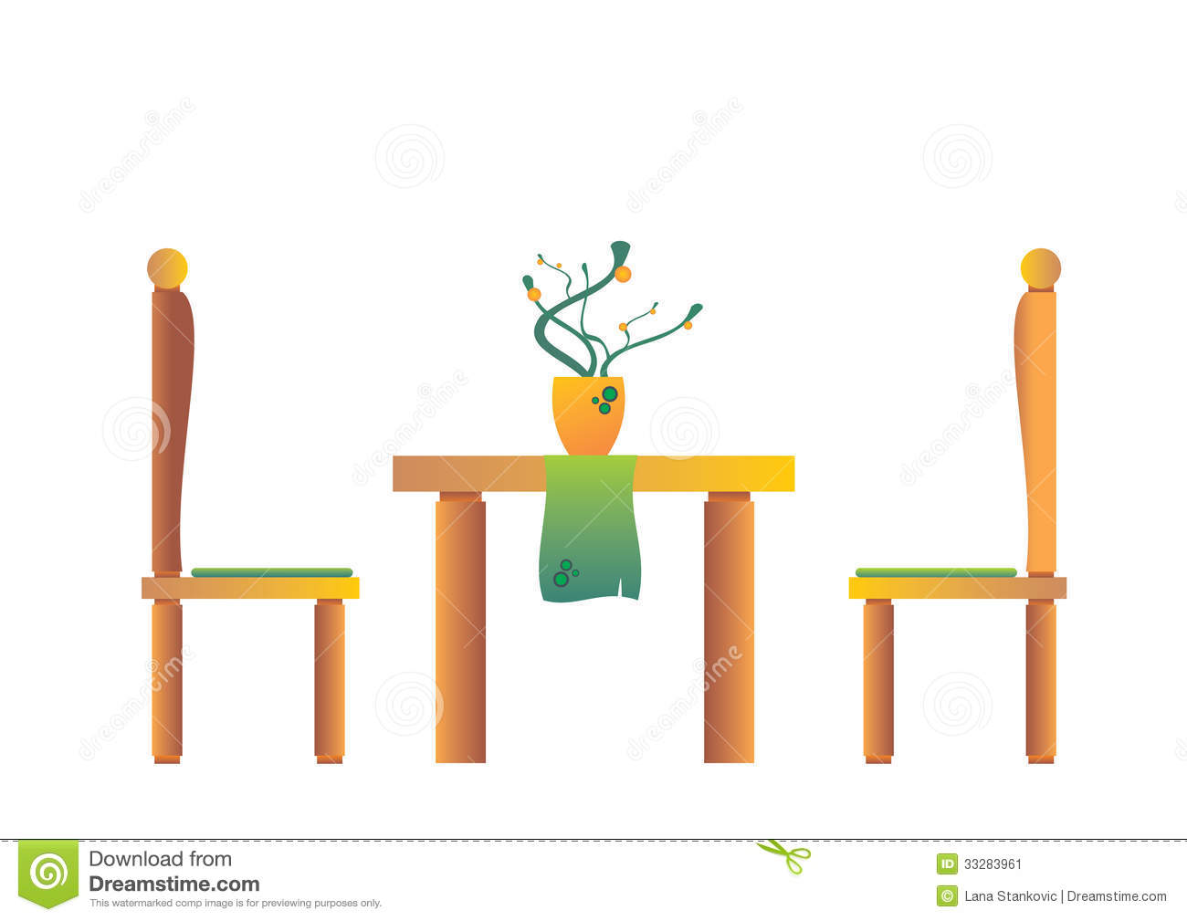 Modern Diningroom Illustration Two Chairs Dining Table Room Clipart