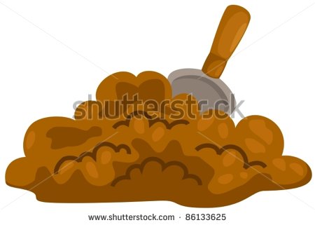 Of Isolated Small Shovel With Soil On White Background   Stock Vector
