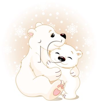 Royalty Free Clip Art Image  Polar Bear Mother Hugging Her Baby