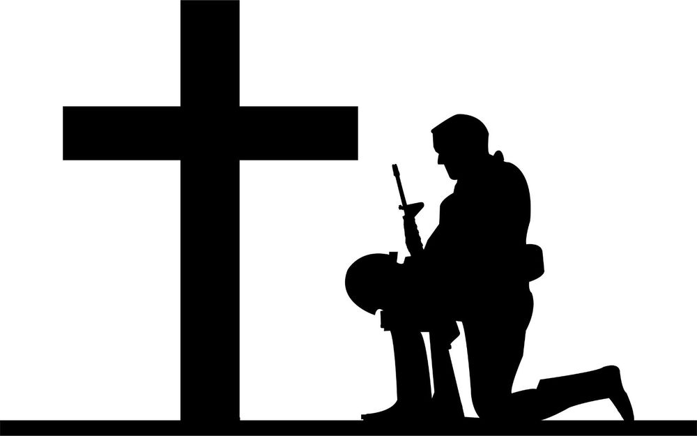 Soldier Kneeling At Cross Army Navy Marines Military Sticker Decal 4    